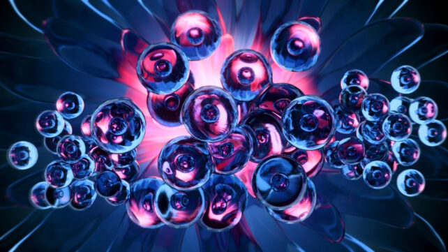 abstract illustration of stem cells against a black background