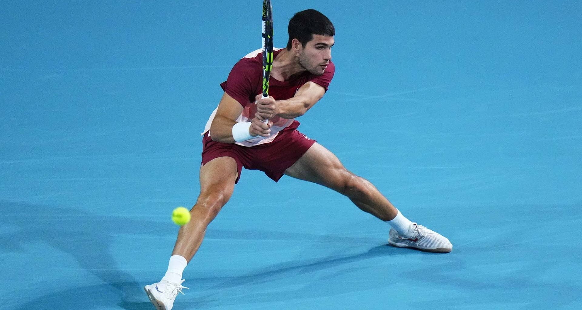Carlos Alcaraz in action in Miami in 2025.