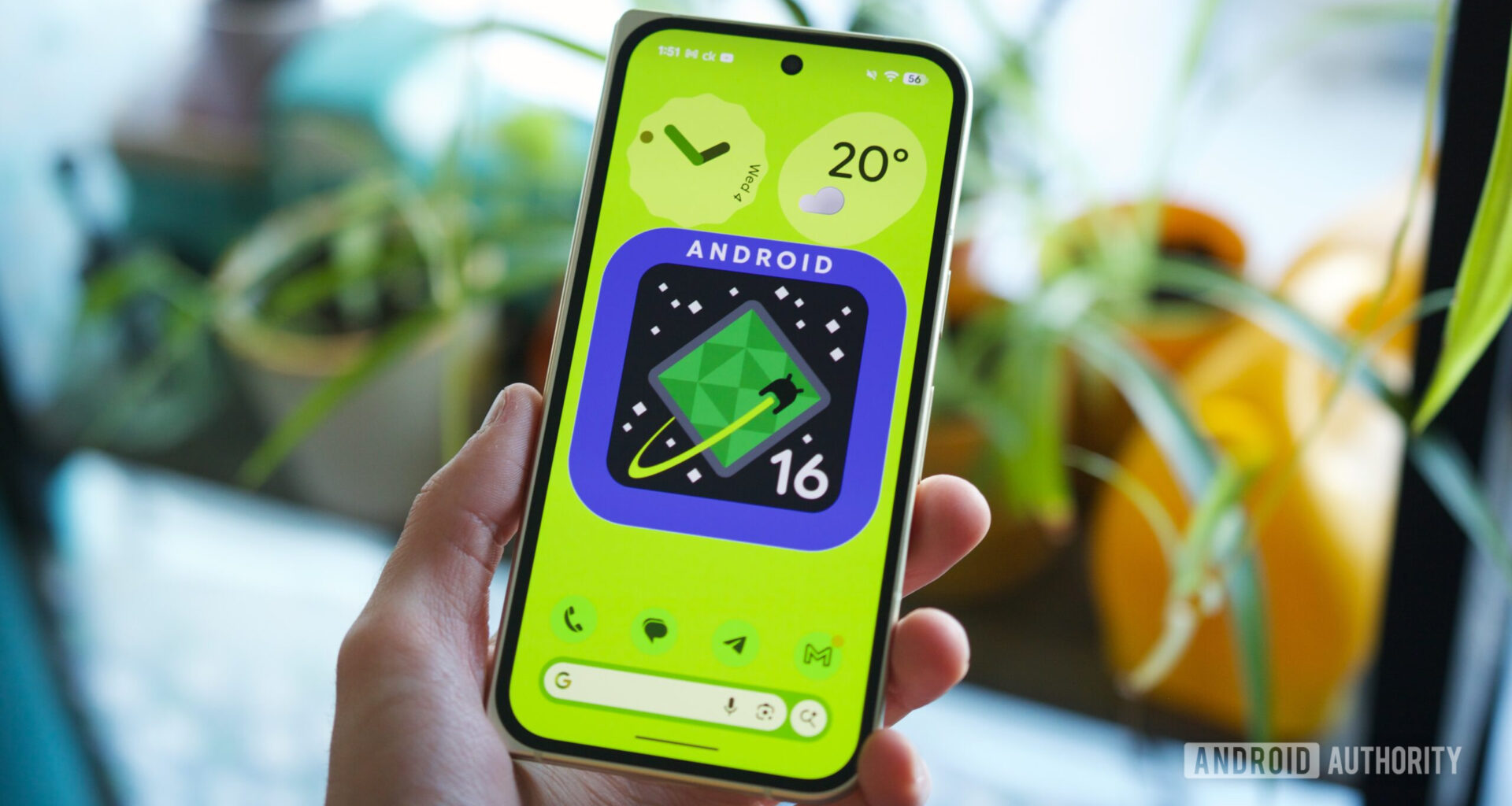 Android 16 logo on a phone running Android 16 QPR3.