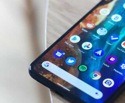 Black Android phone on table