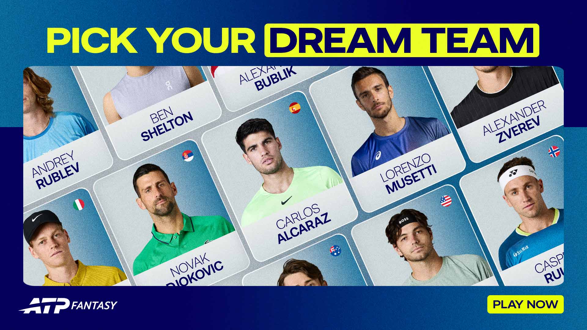 Fans can coach their favourite tennis stars in ATP Fantasy by selecting a team of eight.
