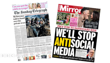 The headline on the front page of the Sunday Telegraph reads: "McSweeney told to hand over his private texts".