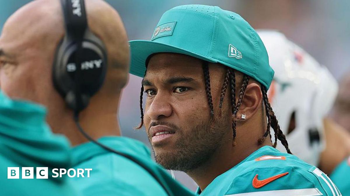 Tua Tagovailoa looks on from the sidelines during the Miami Dolphins' game against the Cincinnati Bengals on 21 December 2025
