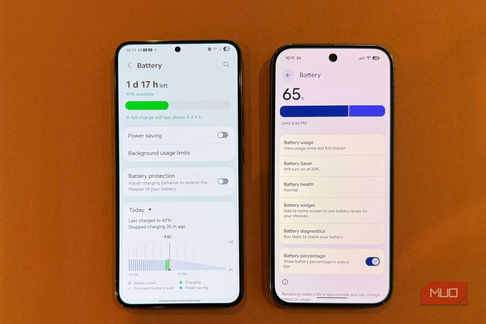 battery display on samsung and pixel
