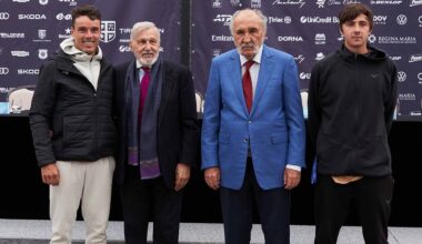 Roberto Bautista Agut, Ilie Nastase, Ion Tiriac and Alexander Shevchenko on Saturday in Bucharest.