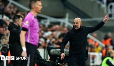 Pep Guardiola reacts angrily during the FA Cup