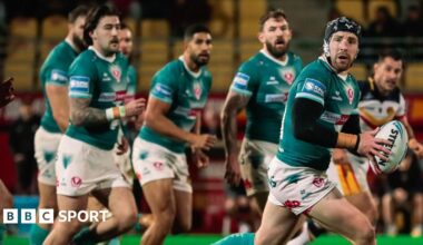 Jackson Hastings with the ball during St Helens' win against Catalans this season