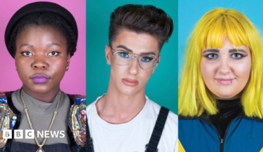 Three separate portrait-shape images put together as one landscape photo. The people on the left and in the middle have dark hair and the one on the right has yellow hair.