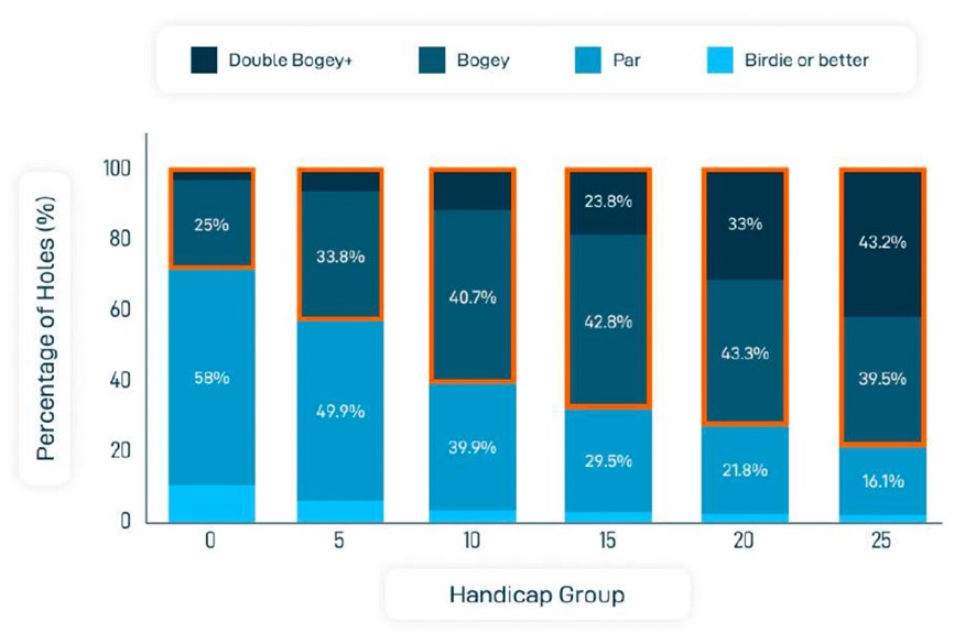 Birdies per round by handicap level.