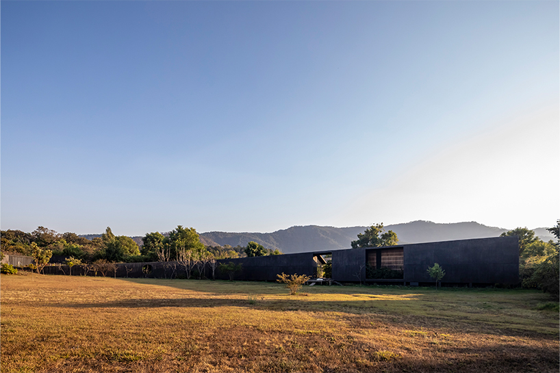 two intersecting volumes of black concrete carve mavra house into the mexican landscape - 5