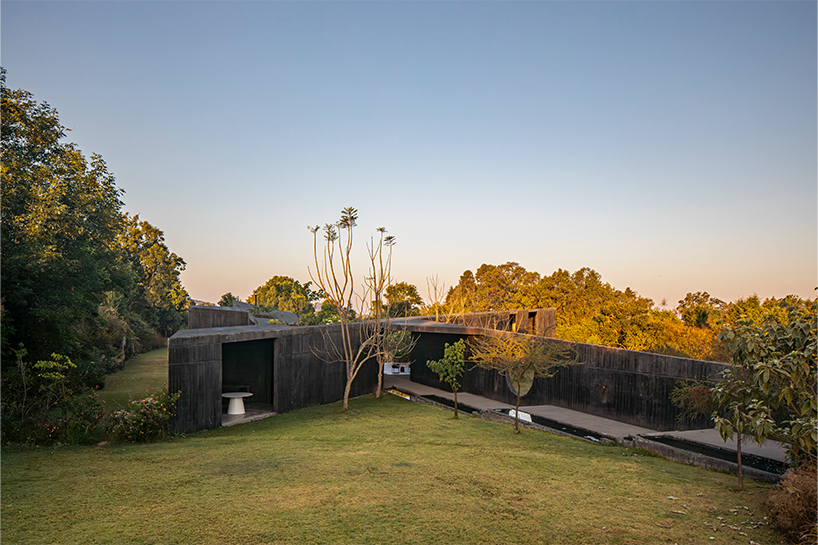 two intersecting volumes of black concrete carve mavra house into the mexican landscape - 7