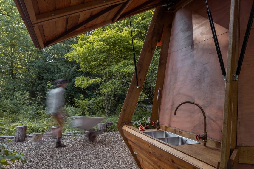 Sink area at Bolster pavilion by Walden Studio