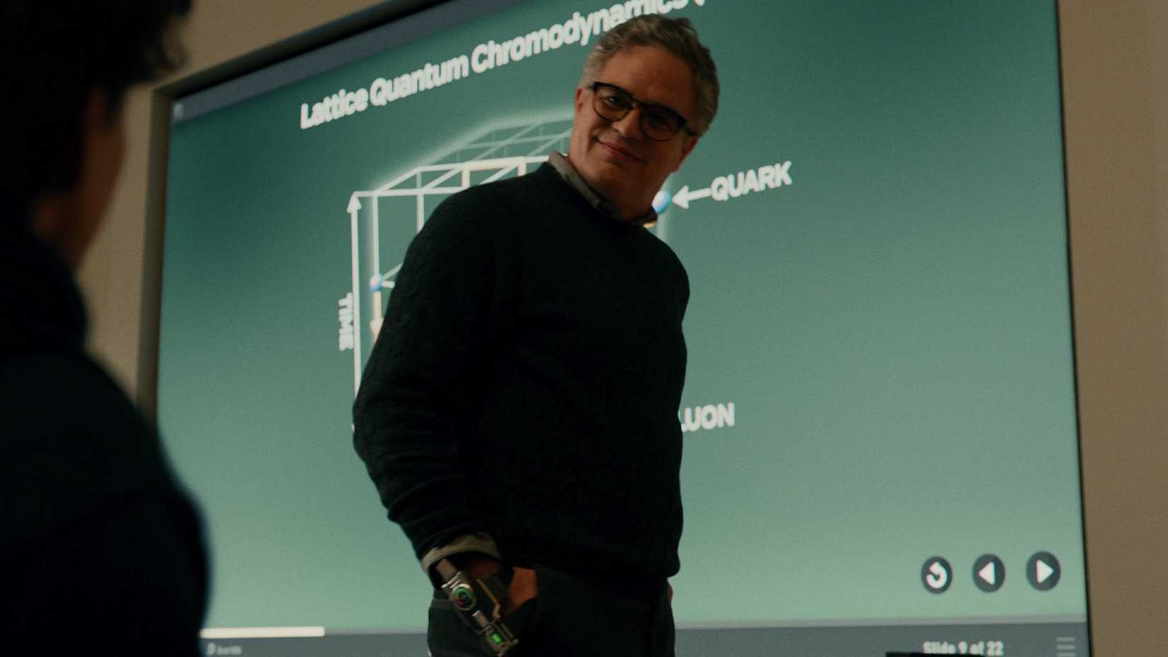 Bruce Banner talking to Peter Parker in class in Spider-Man: Brand New Day