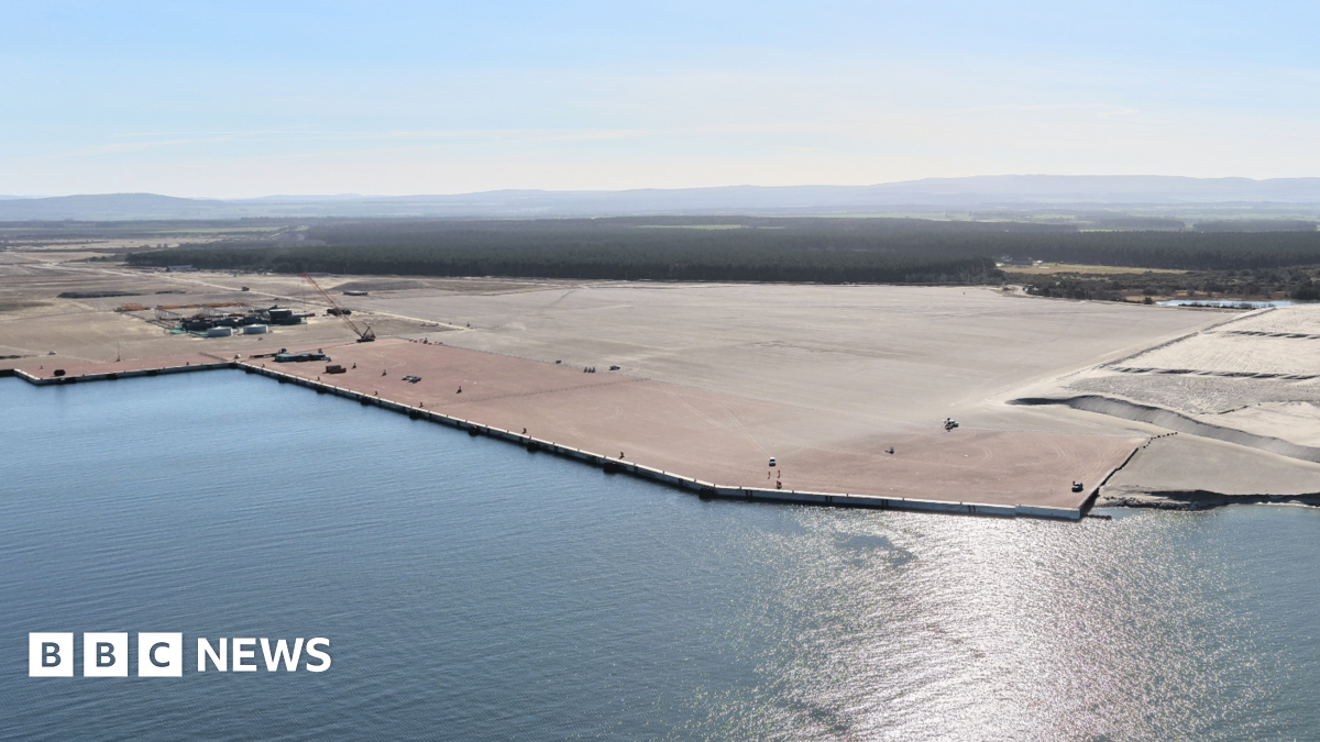 An aerial view of Ardersier Port in the Highlands.
