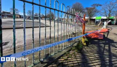 A police cordon by railings