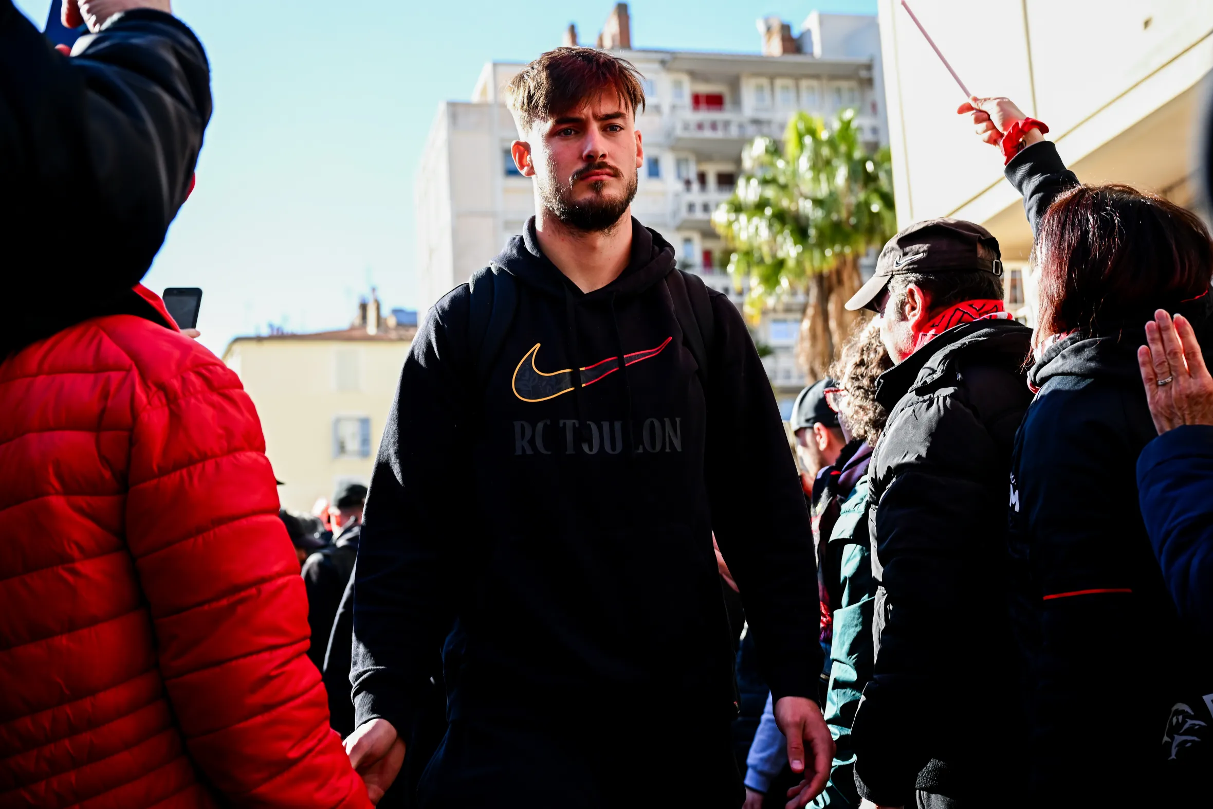 Oliver Cowie of Toulon walking among fans during the Investec Champions Cup match.