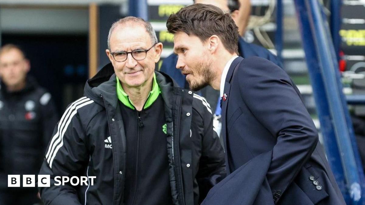 Rangers head coach Danny Rohl (R) and Celtic interim manager Martin O'Neill shake hands during a Premier Sports Cup Semi-Final match between Celtic and Rangers at Hampden Park, on November 02, 2025, in Glasgow,