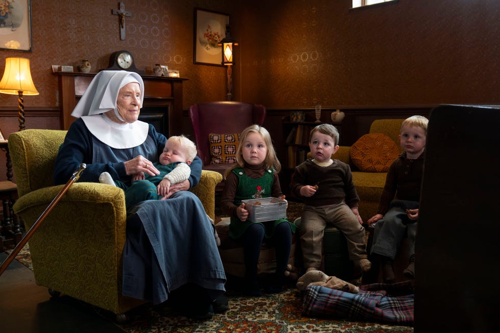 call the midwife season 15 judy parfitt as sister monica joan looking after young children
