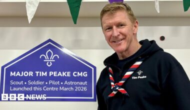 British astronaut Tim Peake at the opening of a new scout hut