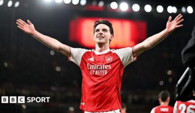 Declan Rice celebrates