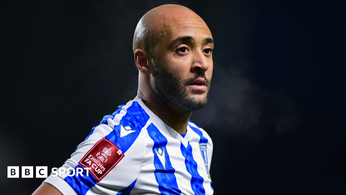 Nathan Redmon wearing Sheffield Wednesday's white and blue striped home shirt during their FA Cup third-round tie against Portsmouth in January