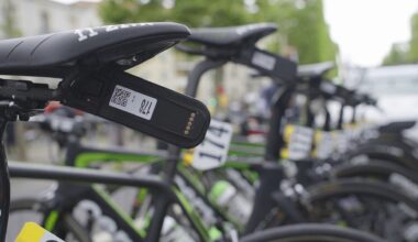 The GPS tracker on a bike