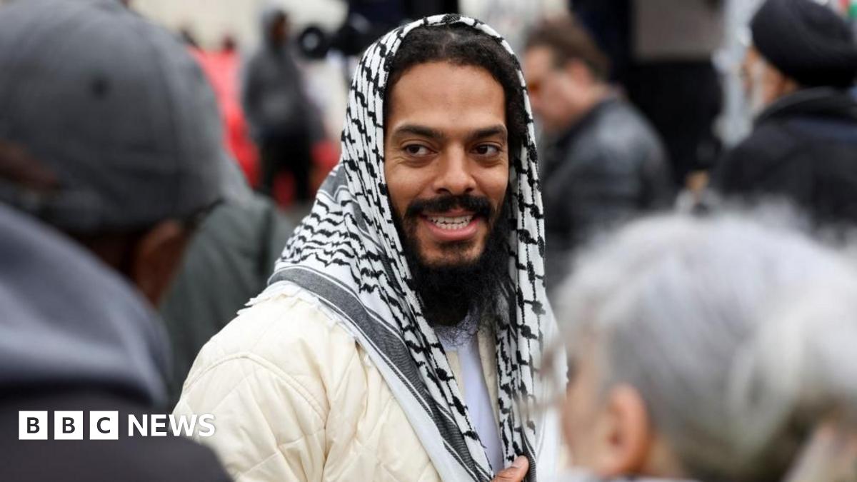 Bobby Vylan from Bob Vylan duo attends a static protest to mark Al-Quds Day