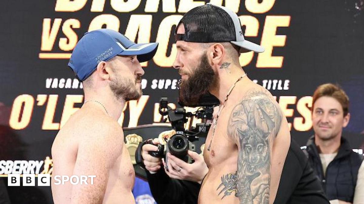 Jazza Dickens and Anthony Cacace stare-down at Friday's weigh-in