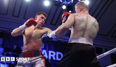 Taylor Bevan (left) in action against Lukas Ferneza.