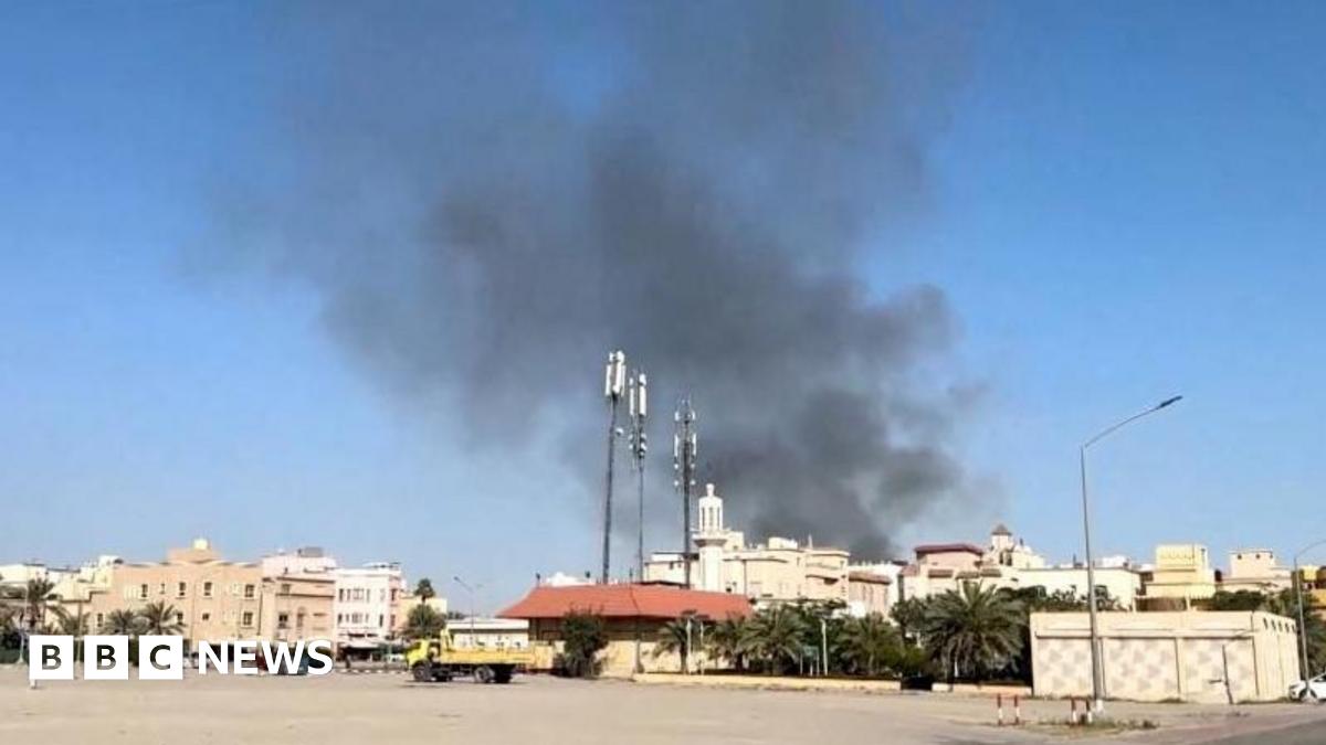 Smoke rising from building in Bayan, Kuwait