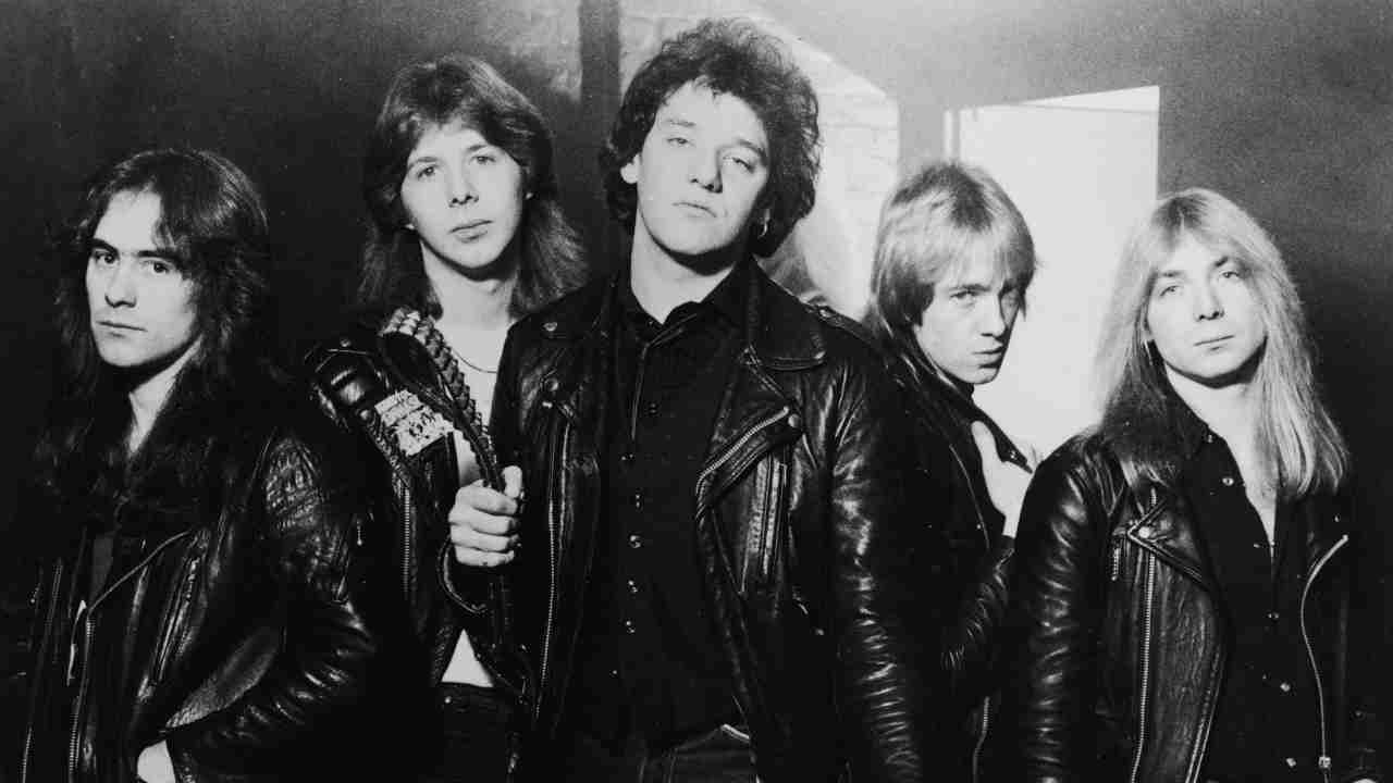 Iron Maiden posing for a photograph in 1981