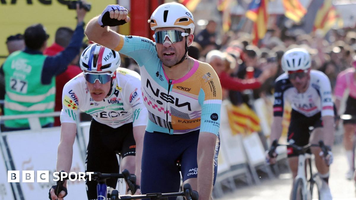 Britain's Ethan Vernon wins a sprint finish