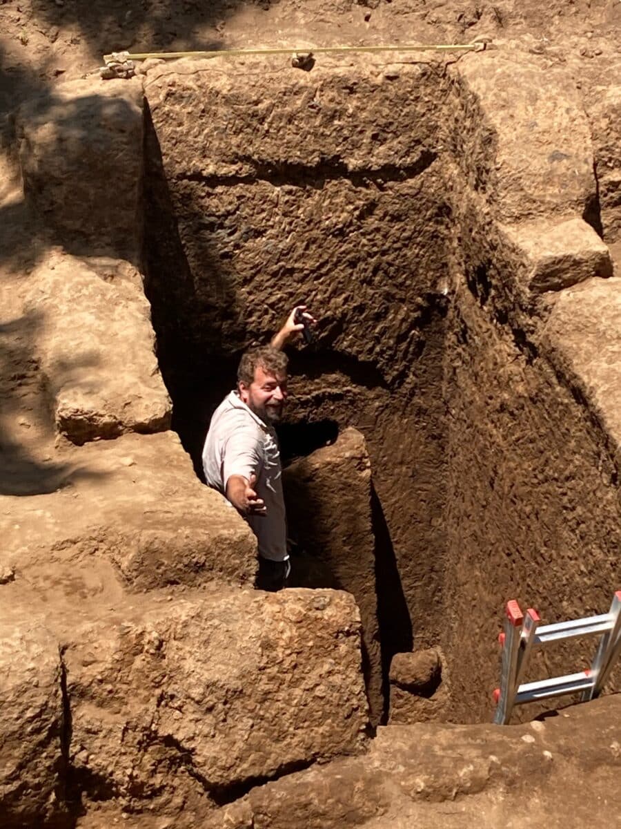 Davide Zori, Ph.d., Project Director And Principal Investigator, Prepares To Remove A Massive Stone Slab That Has Been Protecting The Tomb’s Entrance