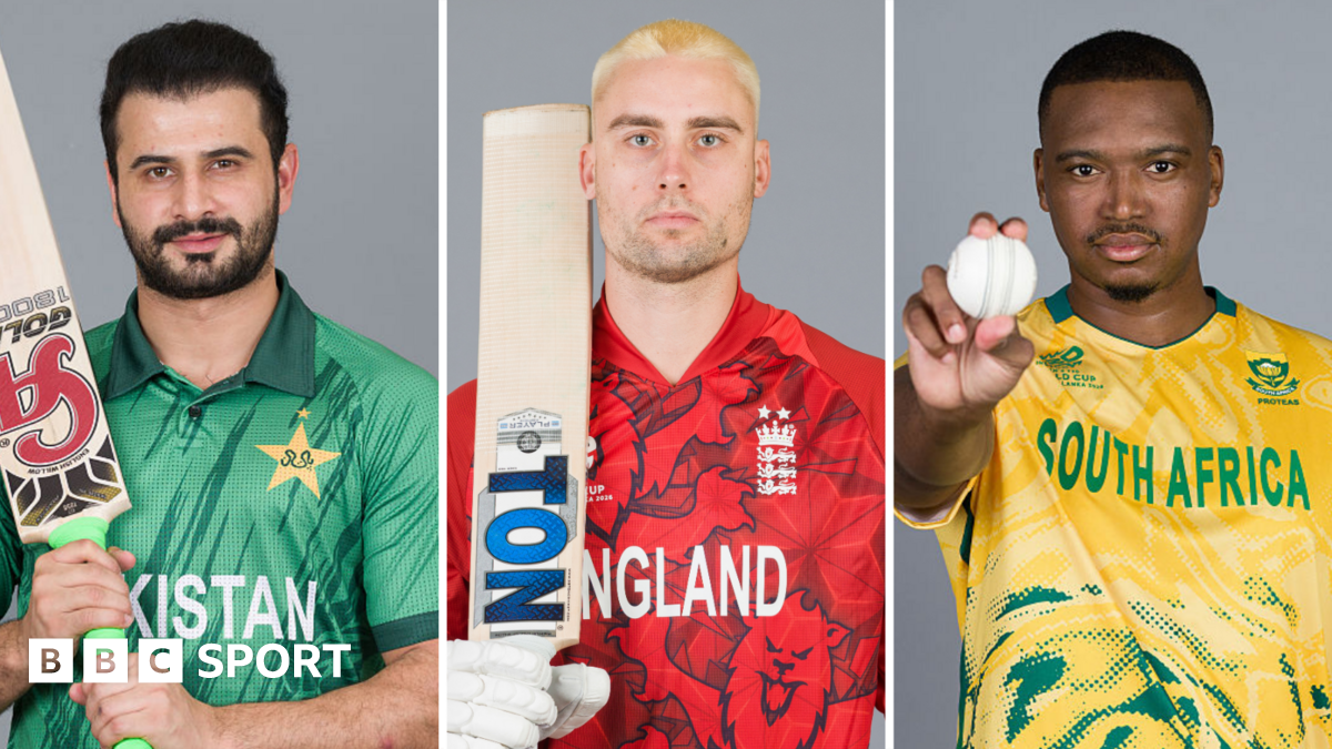 A split graphic of Pakistan's Sahibzada Farhan, England's Will Jacks and South Africa's Lungi Ngidi