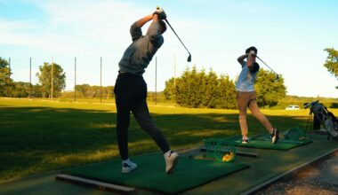 Golfers on a driving range