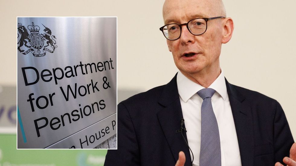 DWP sign and Work and Pensions Minister Pat McFadden