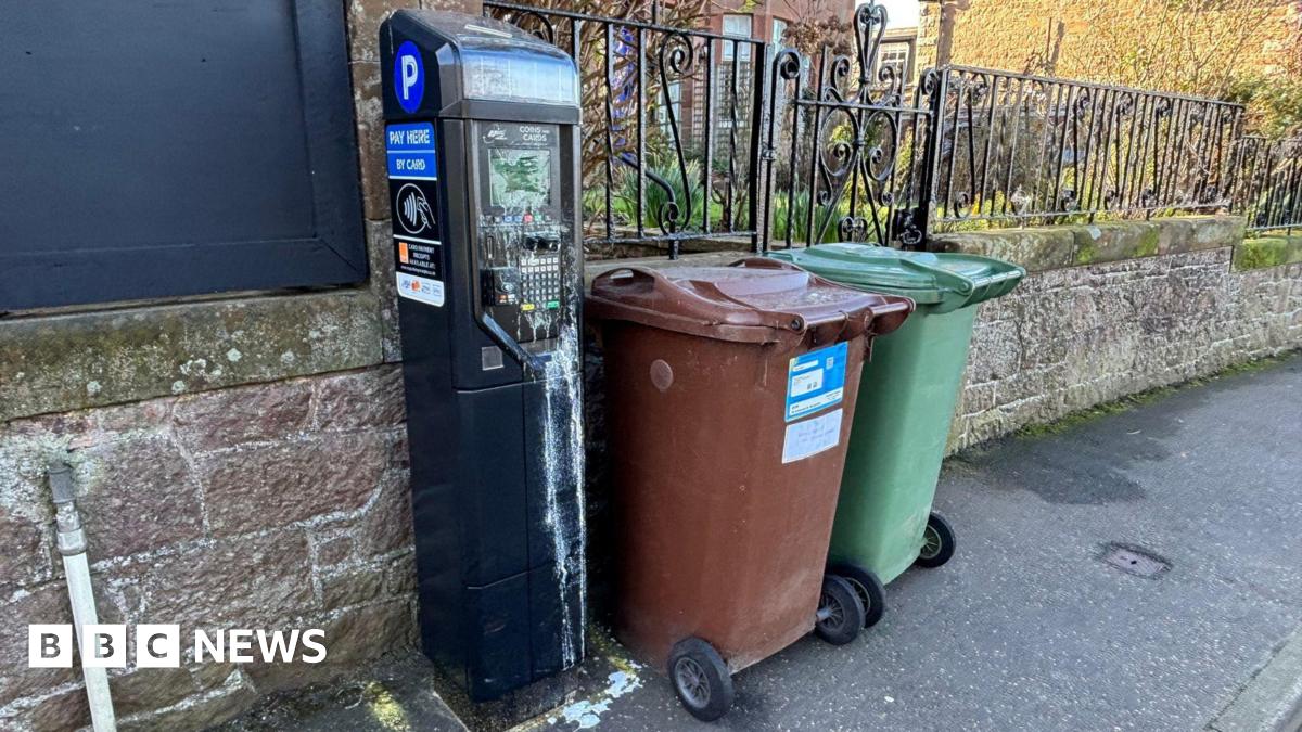 A vandalised parking meter in North Berwick