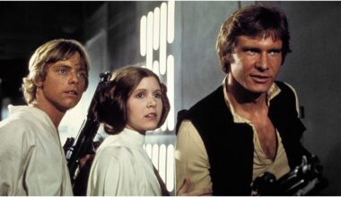 Mark Hamill, Carrie Fisher, and Harrison Ford in Star Wars: A New Hope