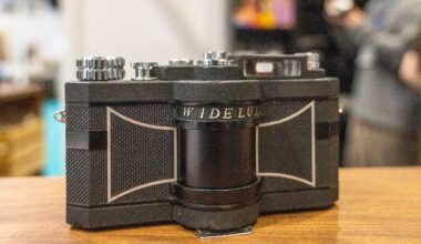 Photographer uses a legendary retro panoramic film camera with a "swinging" lens to capture band at Abbey Road Studios