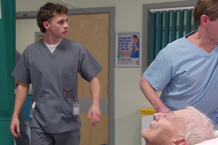 Jacob watching over Doctor Todd's father in Emmerdale