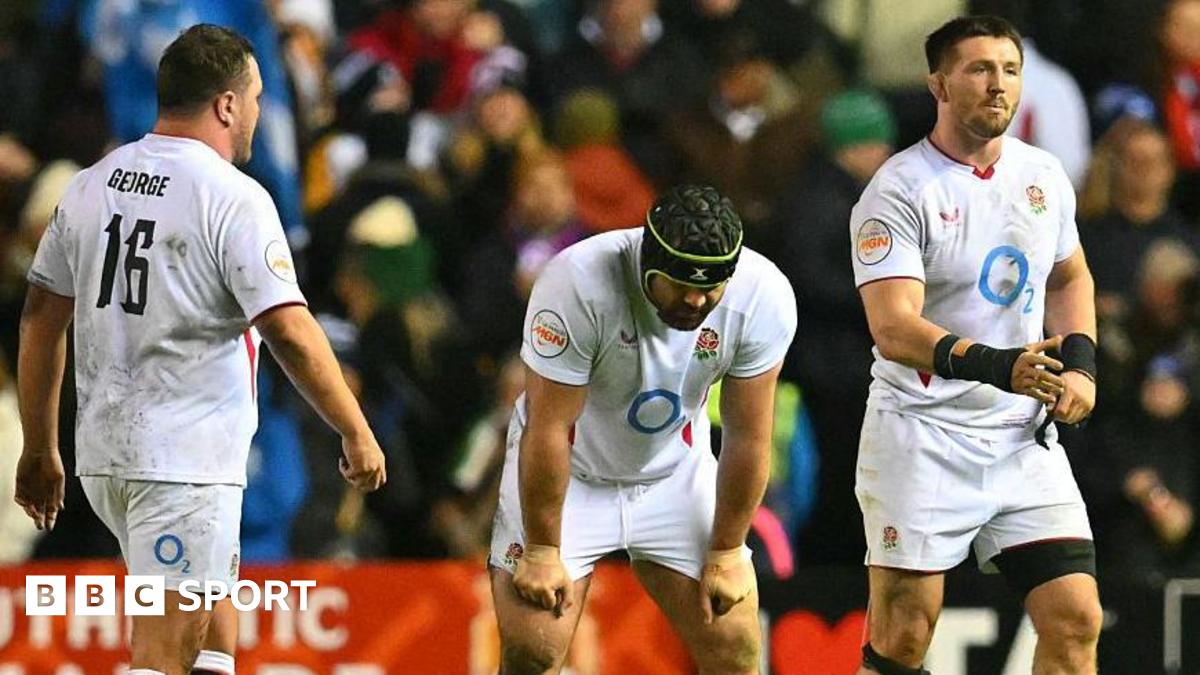 England players react at the final whistle of the Six Nations defeat  at Murrayfield on 14 February 2026