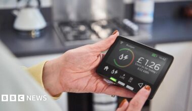 A woman's hands holding an energy smart meter