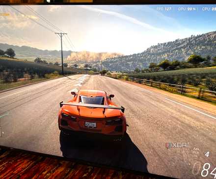Forza Horizon 5 running on a 4K TV.
