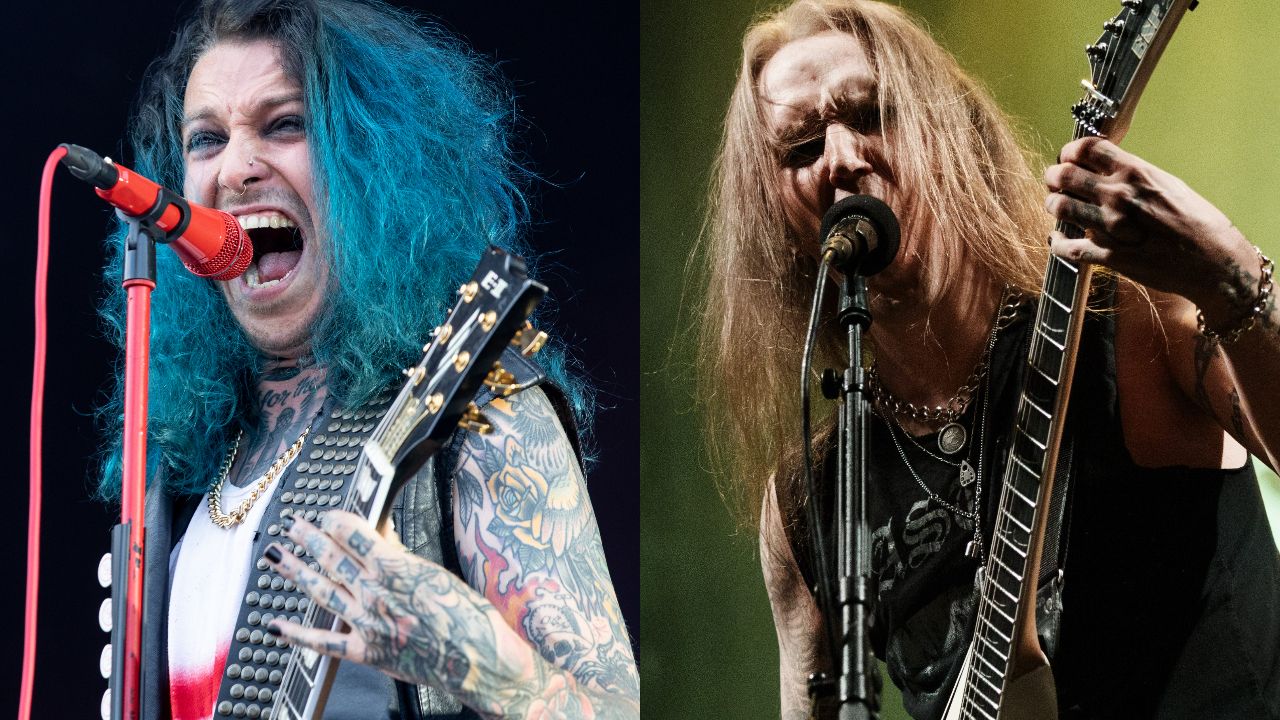 Samy Elbanna onstage with Lost Society in 2022 and Alexi Laiho onstage with Children of Bodom in 2019