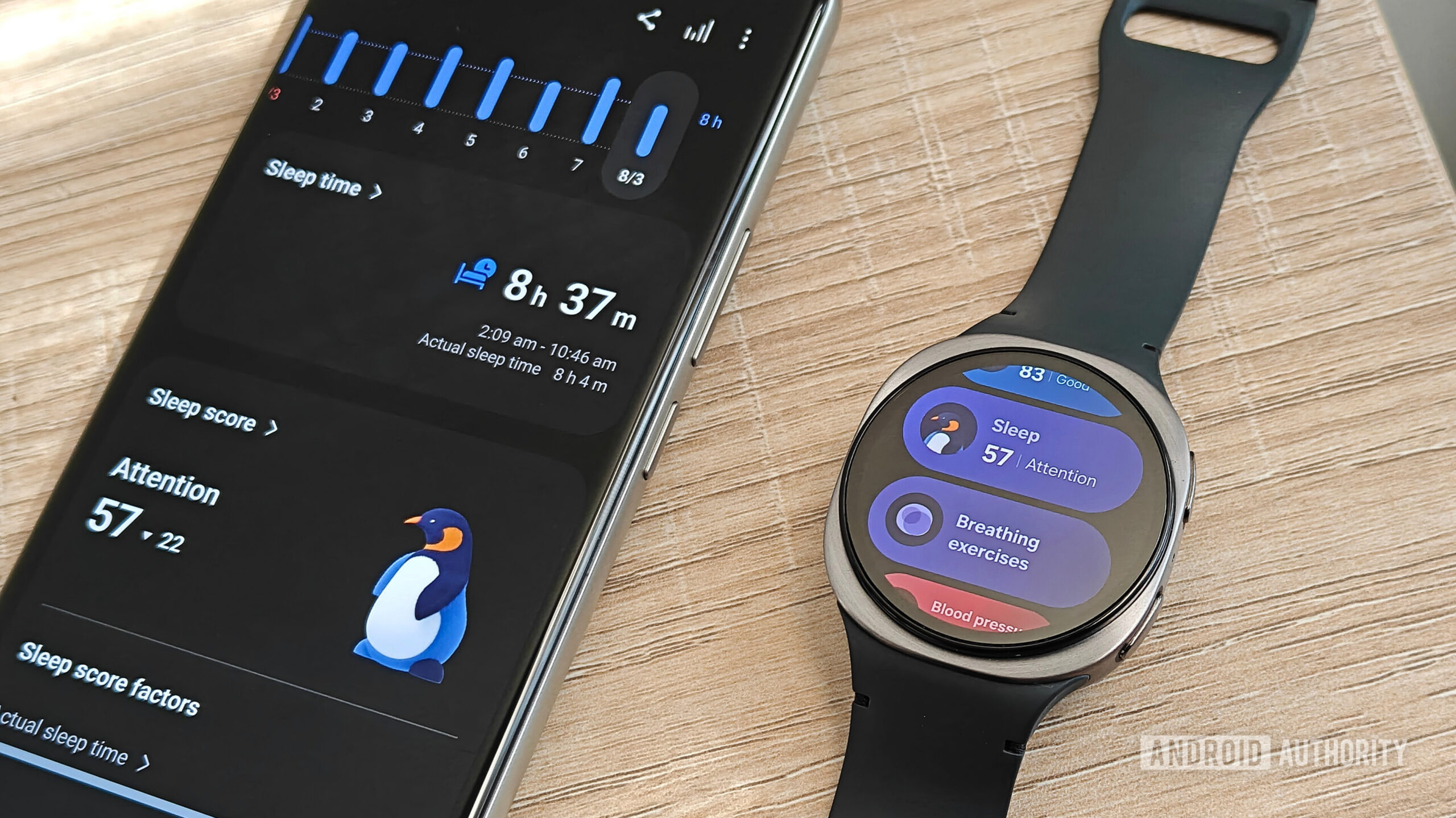 galaxy watch 8 next to a smartphone with sleep data galaxy watch 8 next to a smartphone with sleep data