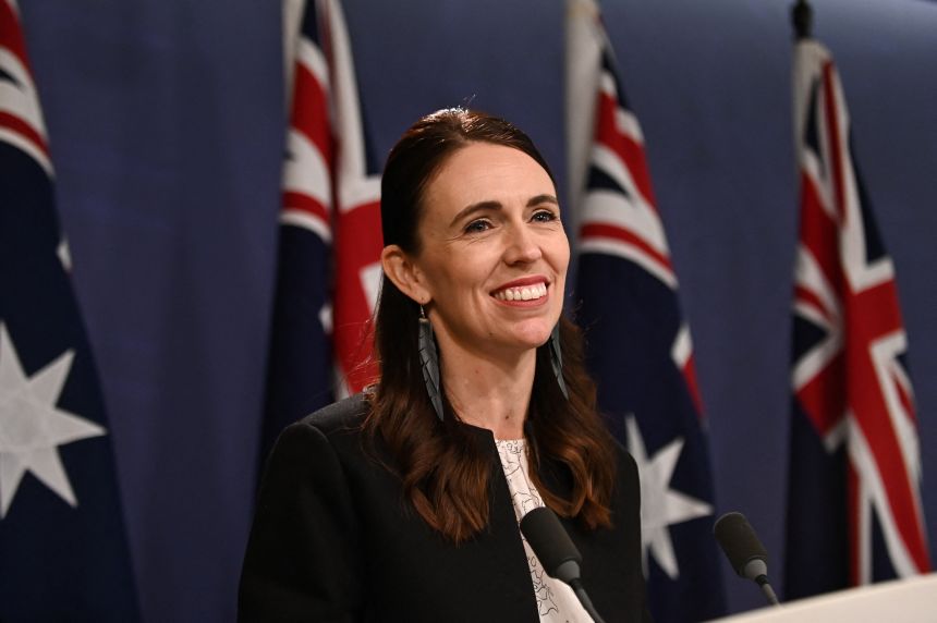 New Zealand's former Prime Minister Jacinda Ardern speaks during a joint press conference with Australian Prime Minister Anthony Albanese at the Commonwealth Parliamentary Offices in Sydney in 2022.