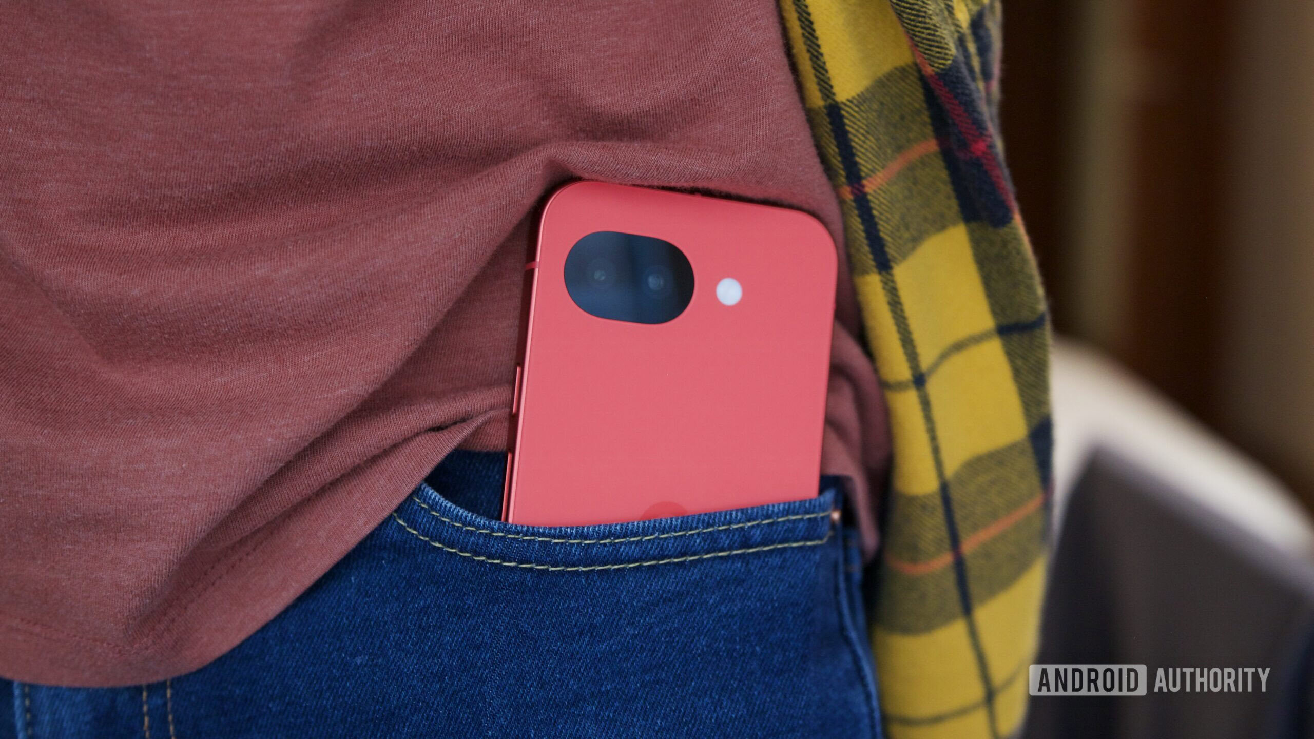 The Pixel 10a in a pocket.