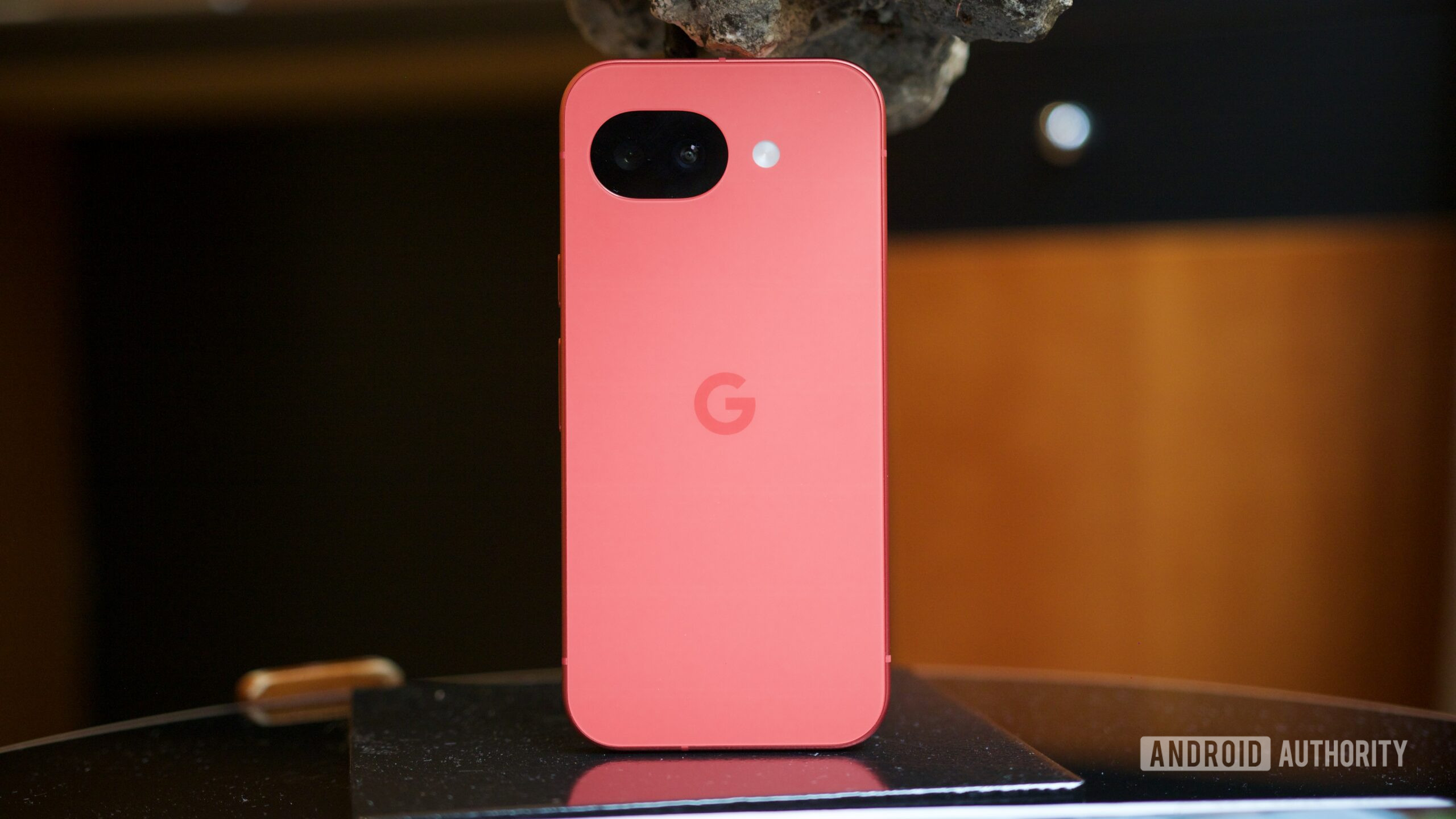 The Pixel 10a standing upright.