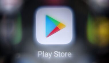 The Google Play store application logo displayed on a smartphone screen.