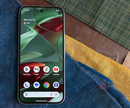 The Google Pixel 9 with the phone app on the screen